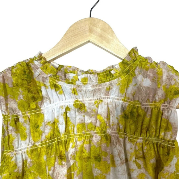 Joie Summer Porcelain Smocked Neck Sleeveless Blouse in Yellow/White Size M - Picture 5 of 15